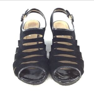 Audrey Black Wedge Sandals